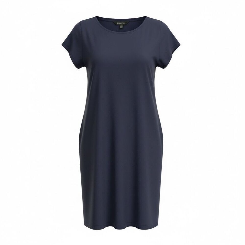 Lands' End Short Sleeve Ponte Knit Stretch Shift Dress Navy Blue Size Plus 20W
